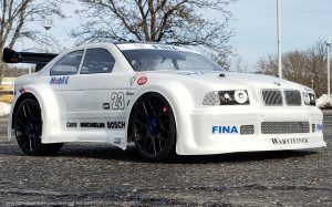 URCG Edition - Traxxas Slash 4x4, Delta Plastik USA body - White BMW M3, Sweep Racing Tires - named Big Pearls (side view)