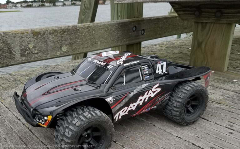 URCG Edition - Traxxas Slash 4x4 TSM OBA - Mike Jenkins, ProLine Trencher Tires - named Beast (side view)