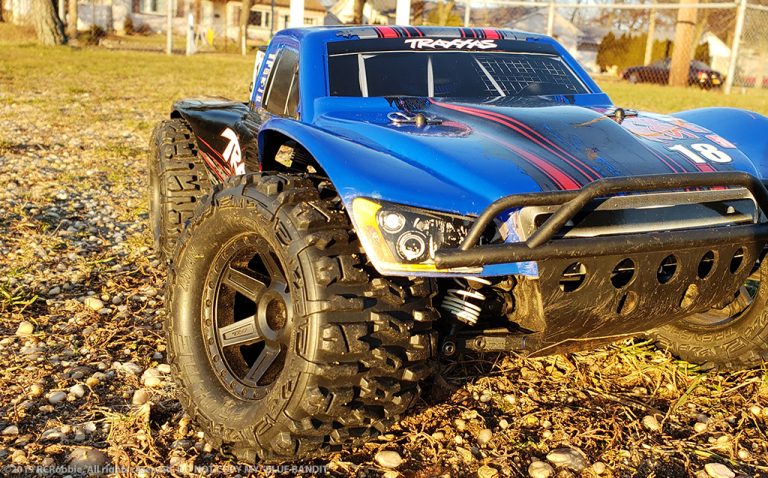 URCG Edition - Traxxas Slash 4x4 TSM OBA - ProLine Trencher Tires - named Blue Bandit (front view)