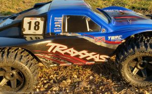 URCG Edition - Traxxas Slash 4x4 TSM OBA - ProLine Trencher Tires - named Blue Bandit (side view)
