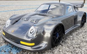 URCG Edition - Traxxas Slash 4x4, Delta Plastik USA body - Gunmetal Porsche 911 GT3, Sweep Racing Tires - named Brock (front view)