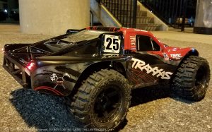 URCG Edition - Traxxas Slash 4x4 TSM OBA - Mark Jenkins, ProLine Trencher Tires - named Larry The Lawnmower (rear view)