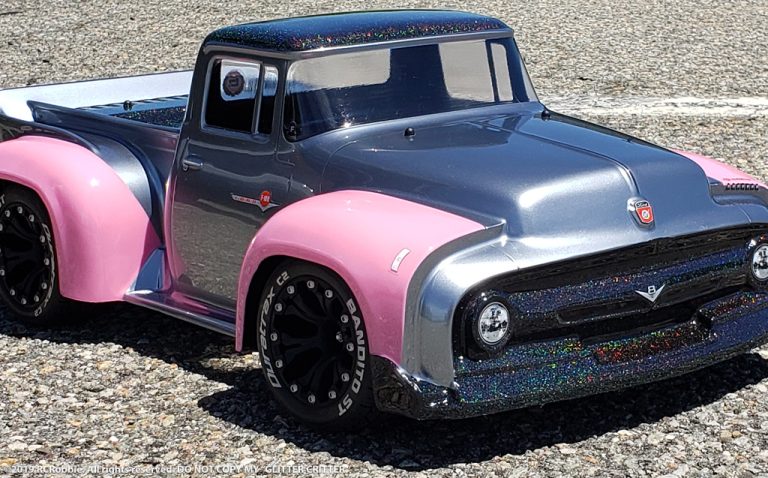 URCG Edition - Traxxas Slash 4x4, ProLine body - Gunmetal Ford 56 F-100, Duratrax Bandito Tires - named Glitter Critter