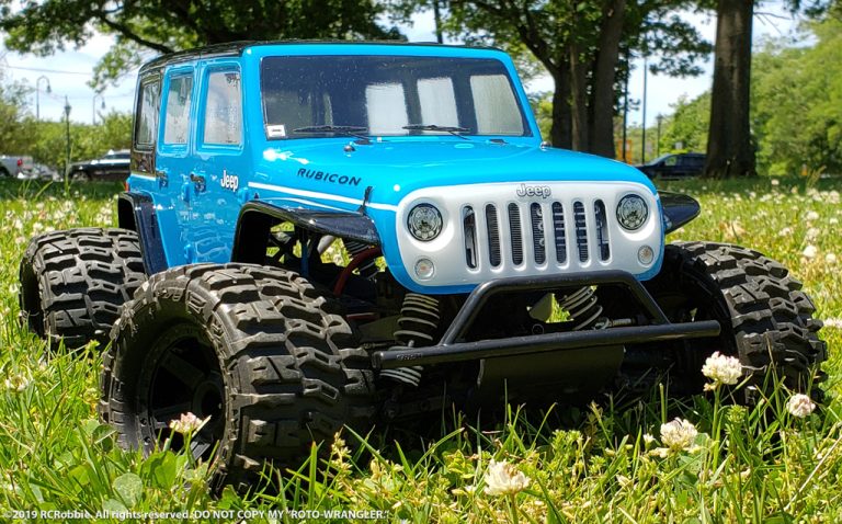 URCG Edition - Traxxas Slash 4x4, ProLine body - Light Blue Jeep Wrangler Unlimited Rubicon 4-Door, ProLine Trencher Tires - named ROTO-WRANGLER