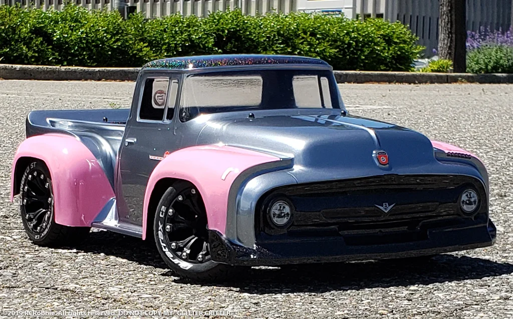 URCG Edition - Traxxas Slash 4x4, ProLine body - Gunmetal Ford 56 F-100, Duratrax Bandito Tires - named Glitter Critter