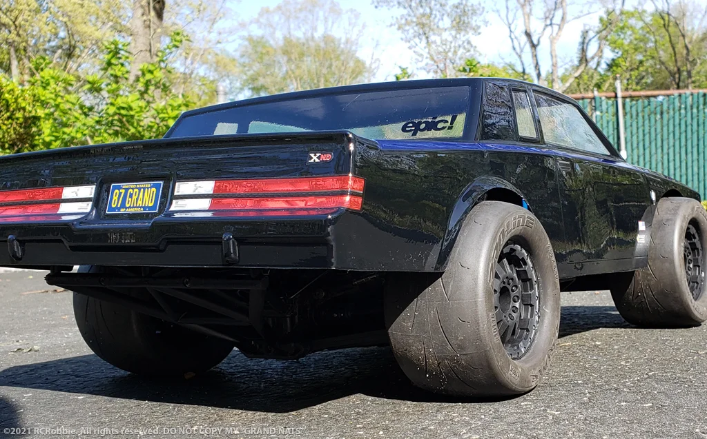 URCG Edition - Traxxas Slash 4x4, JConcepts body - Black with Metallic Blue Pinstriped 1982 Buick Grand National, 2-Door, ProLine Prime Tires - named GRAND NATS