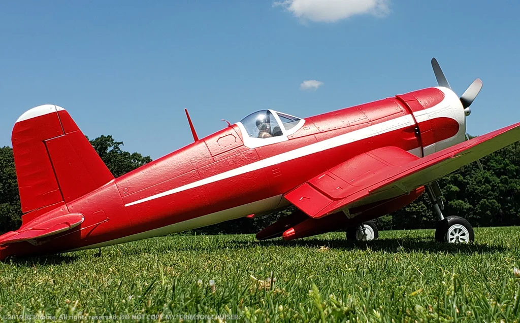 URCG Edition - E-flite RC Vought F4U Corsair 4-Blade Propeller BNF - Crimson Red, White Racing Livery, White belly with Racing Livery - named Crimson Cruiser