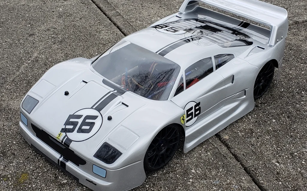 URCG Edition - Traxxas Slash 4x4, Delta Plastik USA body - Silver Ferrari F-40, Sweep Racing Tires - named F-56