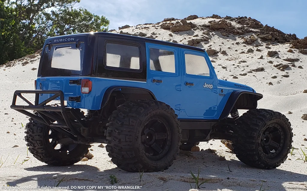 URCG Edition - Traxxas Slash 4x4, ProLine body - Light Blue Jeep Wrangler Unlimited Rubicon 4-Door, ProLine Trencher Tires - named ROTO-WRANGLER