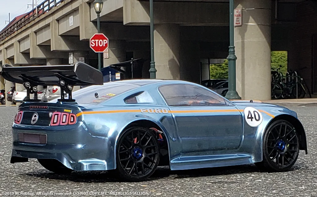 URCG Edition - Traxxas Slash 4x4, Delta Plastik USA body - Sky Blue Ford Mustang, Sweep Racing Tires - named Metallic Stallion
