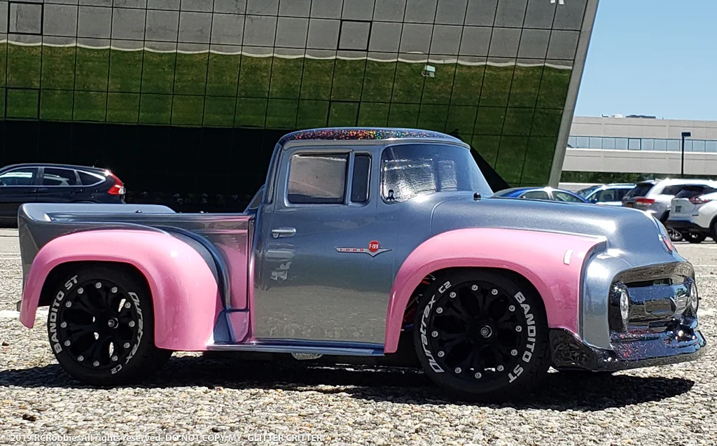 URCG Edition - Traxxas Slash 4x4, ProLine body - Gunmetal Ford 56 F-100, Duratrax Bandito Tires - named Glitter Critter