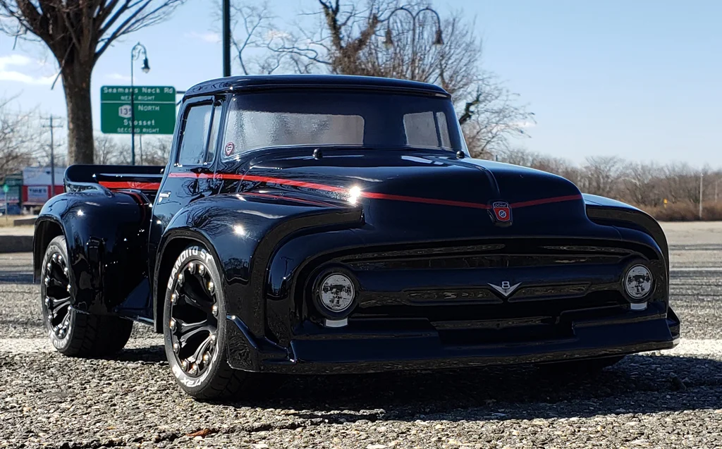 URCG Edition - Traxxas Slash 4x4, ProLine body - Black Ford 56 F-100, Duratrax Bandito Tires - named Loco Motives